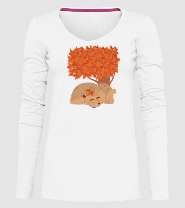 Urs de toamnă model alb pe tricou
