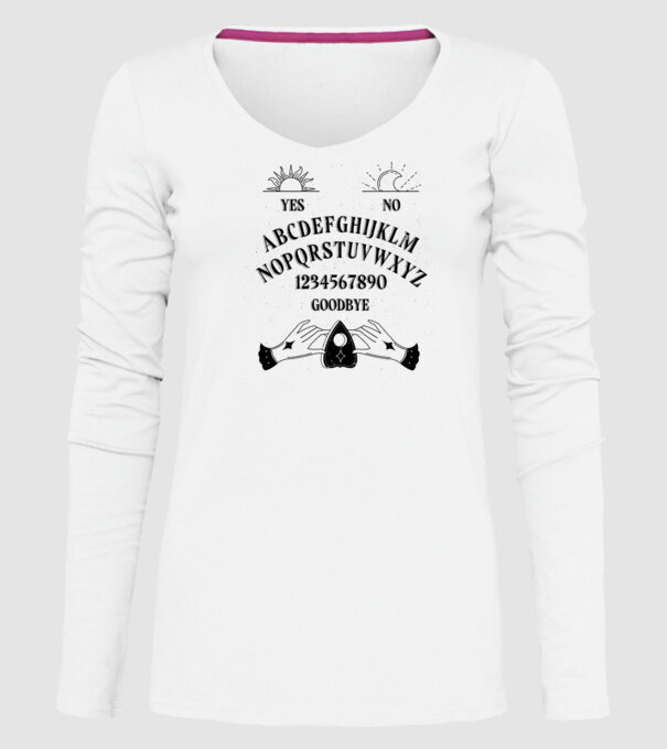 Motiv Ouija model alb pe tricou