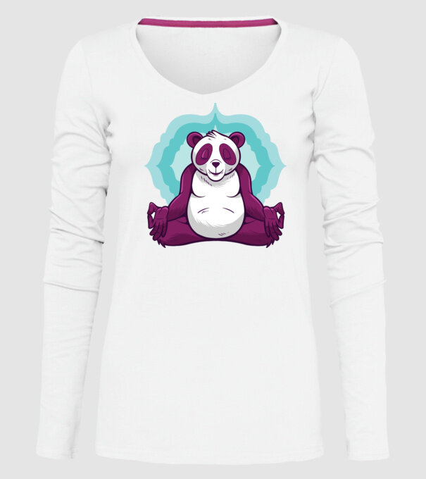 Panda Meditație model alb pe tricou