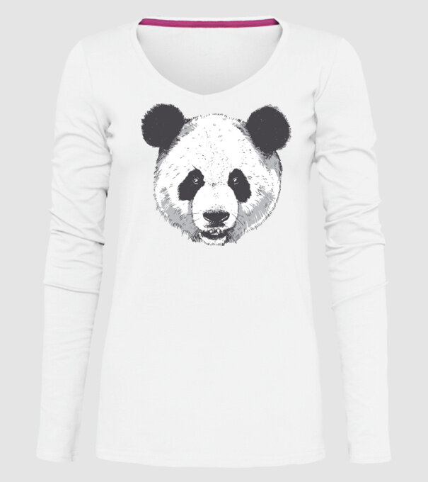 Cap de panda model alb pe tricou