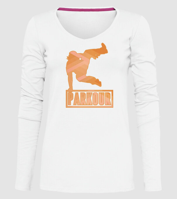 Tricou Parkour cu inscripție model alb pe tricou
