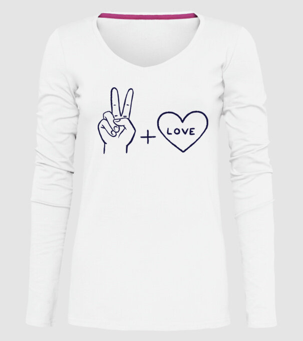Peace + Love model alb pe tricou