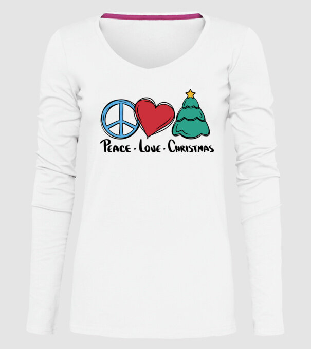 Peace Love Crăciun model alb pe tricou