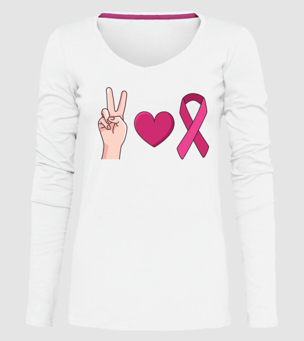 Peace Love lupta împotriva cancerului de sân model alb pe tricou