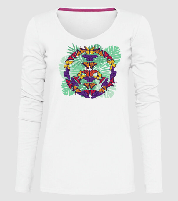 Peace tricou cu fluturi model alb pe tricou