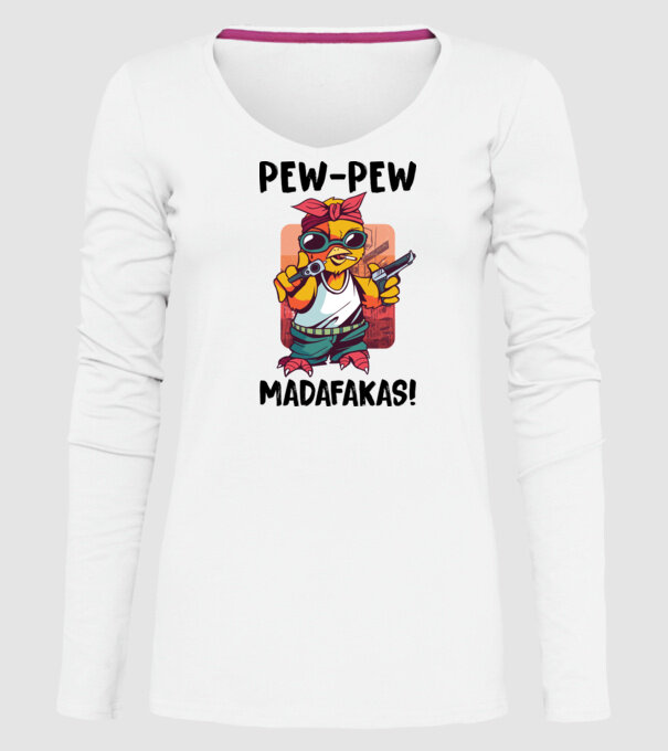 Pew Pew Pew Madafakas Pui alb model alb pe tricou