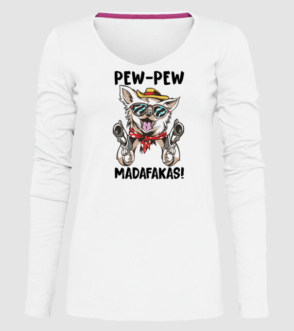Pew Pew Pew Madafakas Chivava alb model alb pe tricou