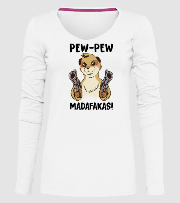 Pew Pew Pew Madafakas Suricată alb model alb pe tricou