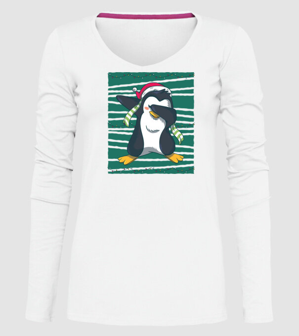 Pinguin DAB Crăciun model alb pe tricou