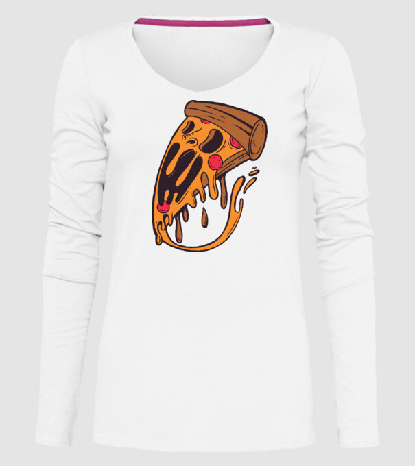 Pizza Horror model alb pe tricou