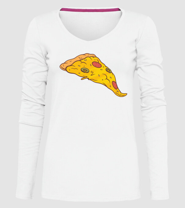 Felie de pizza Cuplu model alb pe tricou