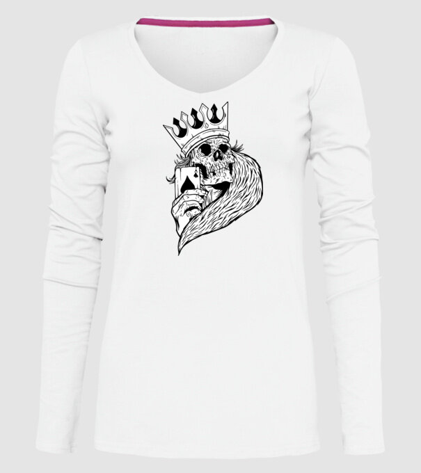 Craniu Poker model alb pe tricou