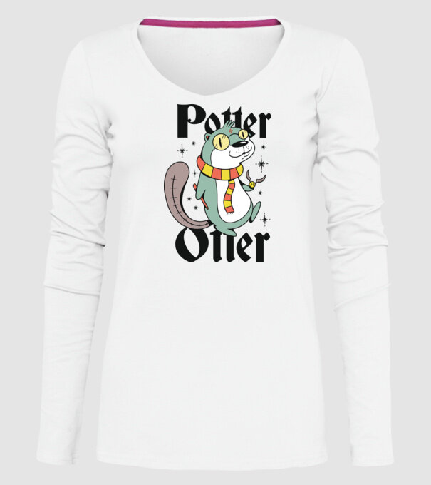 Potter Otter Vidra model alb pe tricou