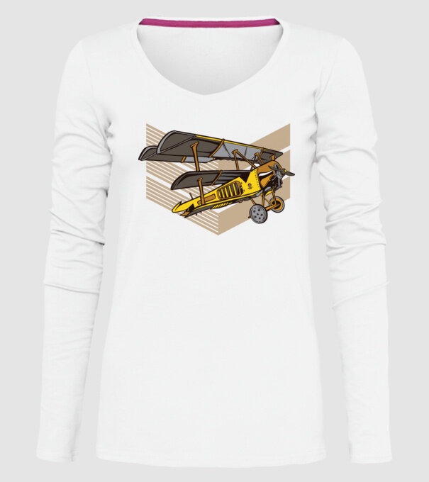 Avion cu elice model alb pe tricou