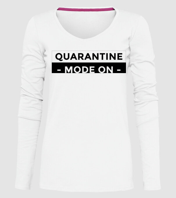 Quarantine mode on model alb pe tricou