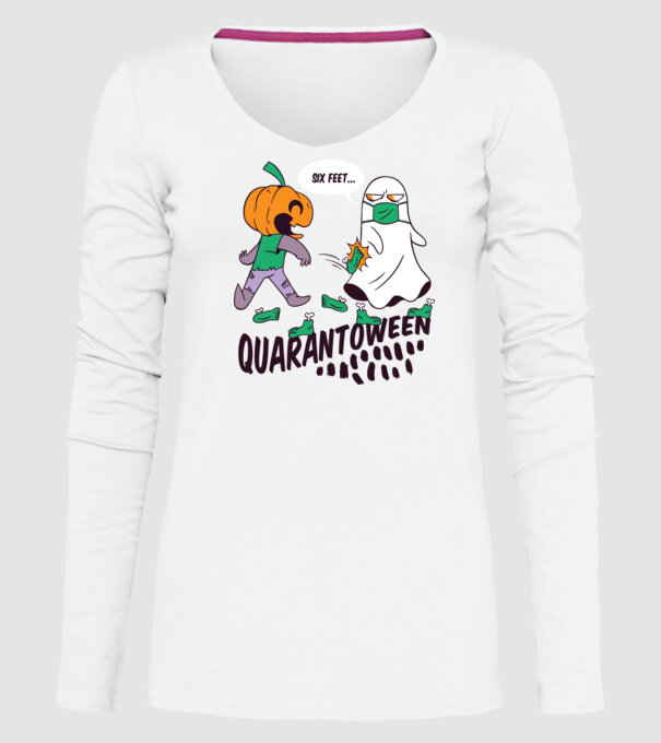 Quarantoween model alb pe tricou