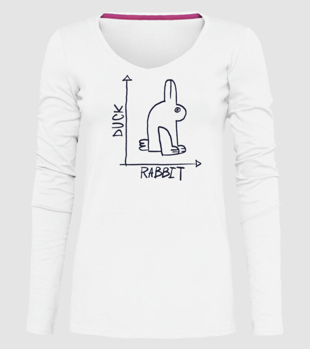 Rabbit vs Duck - Iepure sau Rață model alb pe tricou
