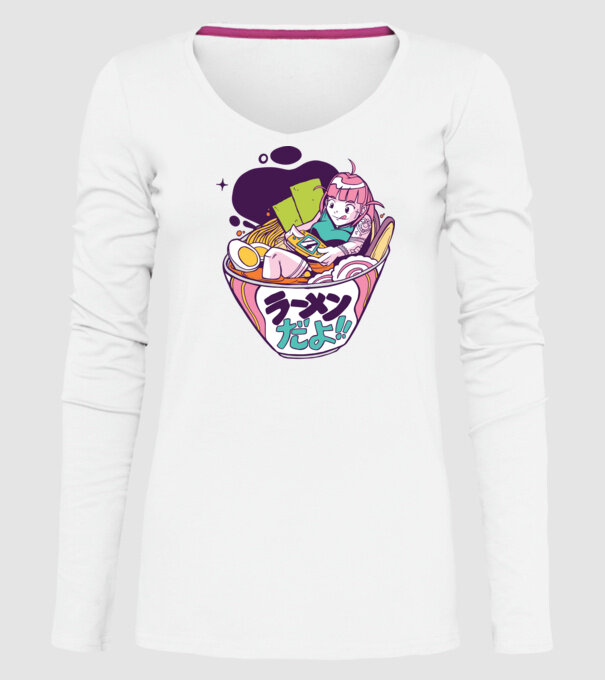 Ramen Anime Gamer fată model alb pe tricou