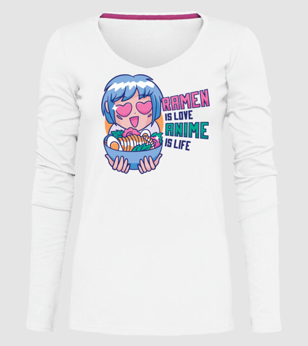 Ramen is Love Anime is Life model alb pe tricou