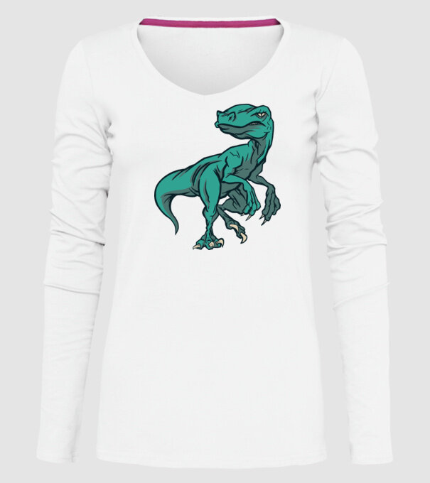 Dinozaur Raptor model alb pe tricou