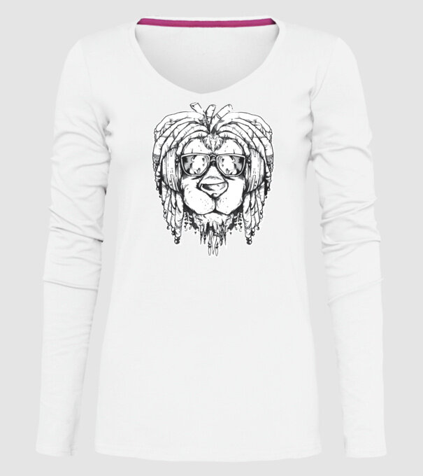 Leu Dreadlock model alb pe tricou