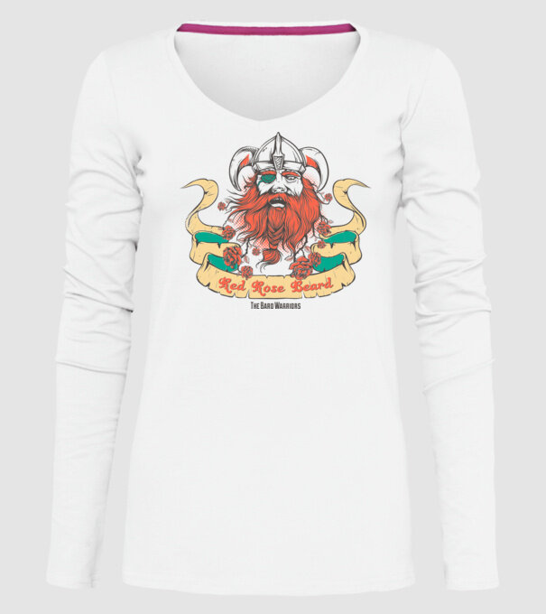 Red Rose Beards - Războinic Barbă model alb pe tricou