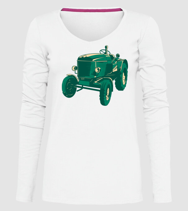 Tractor vechi model alb pe tricou
