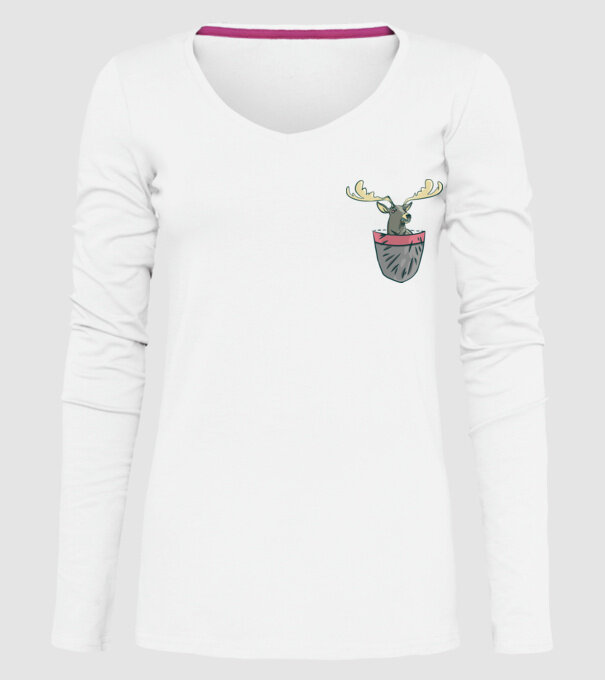 buzunar ren model alb pe tricou