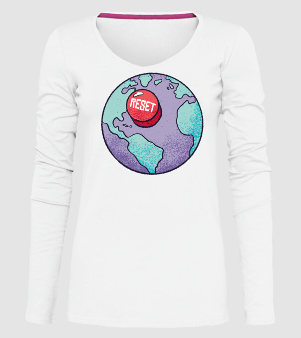 Reset Pământ model alb pe tricou