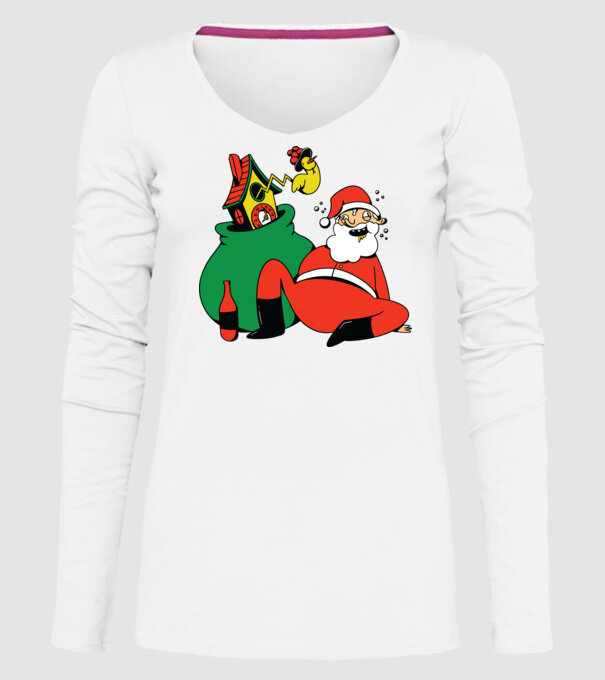 Moș Crăciun beat model alb pe tricou