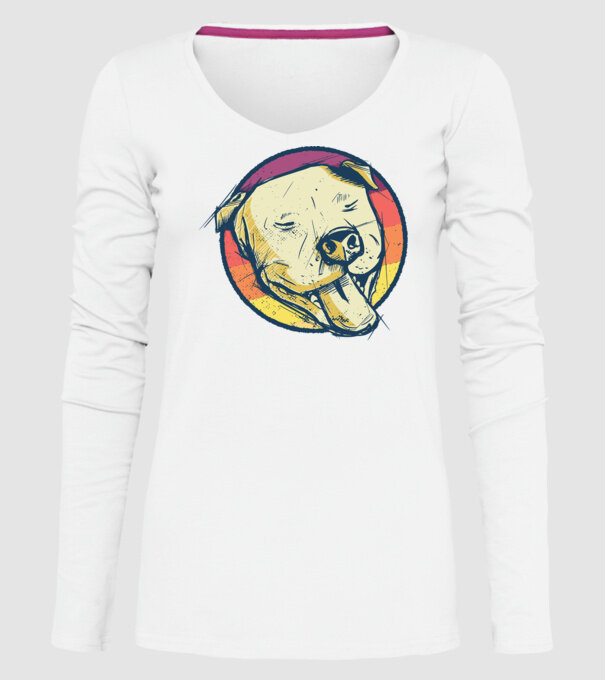Cap Pitbull retro model alb pe tricou