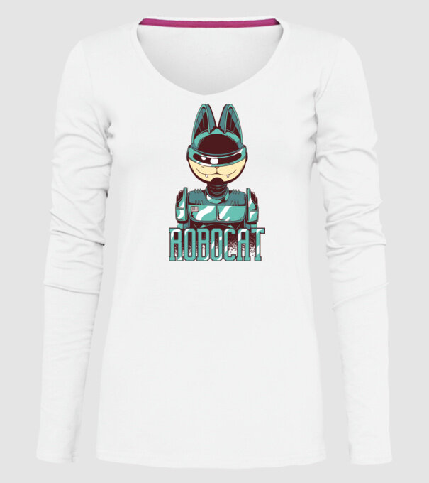 Robocat - Pisică Robot model alb pe tricou