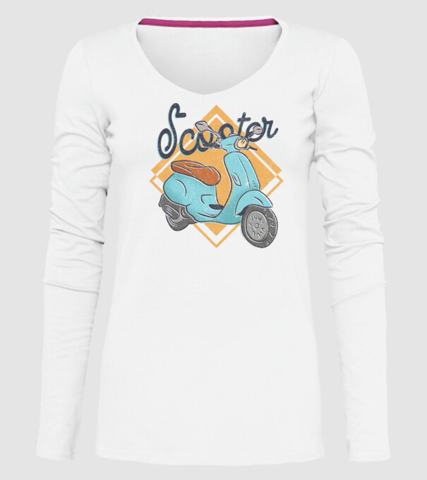 Scooter model alb pe tricou