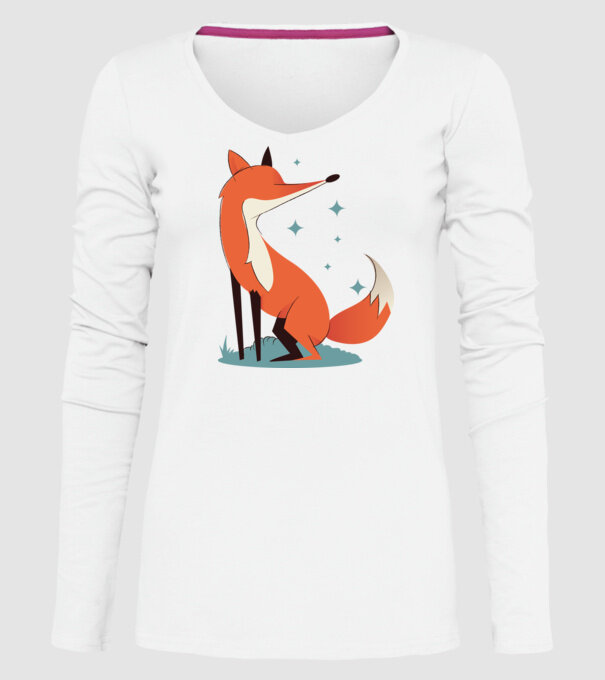 Vulpe model alb pe tricou