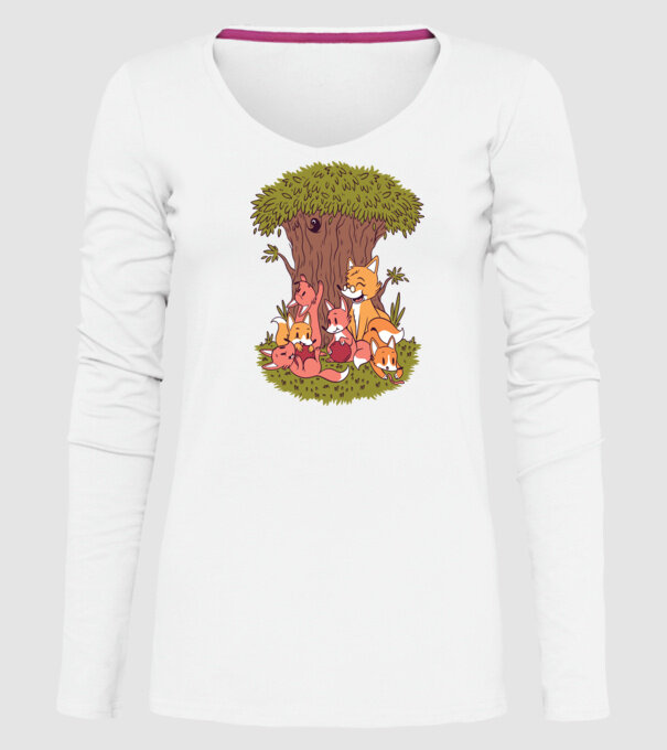 Familie Vulpe model alb pe tricou