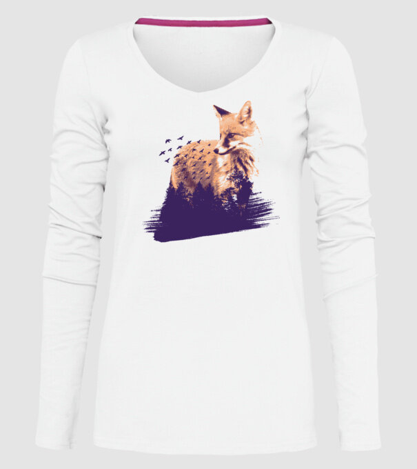 Vulpe Pădure model alb pe tricou
