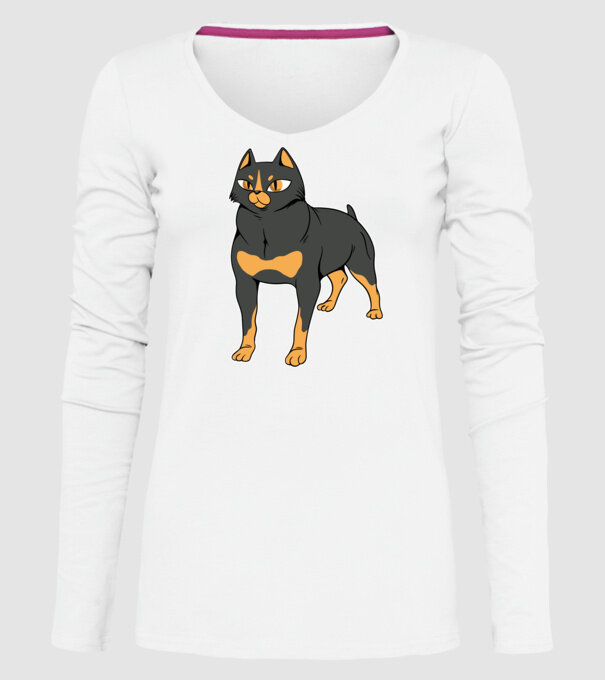 Rottweiler pisică model alb pe tricou