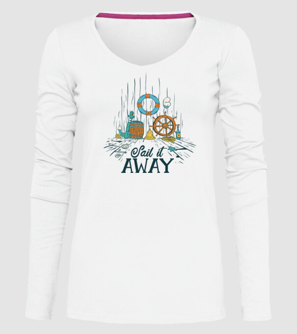 Sail it away model alb pe tricou