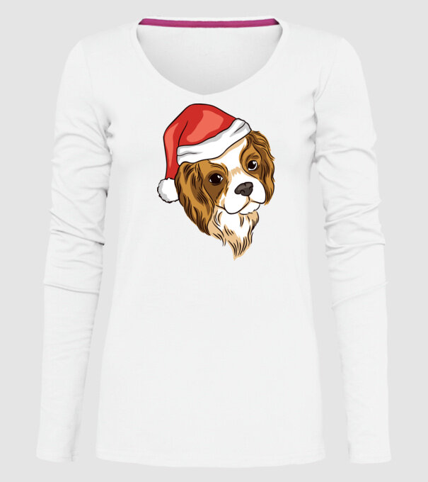 Santa Cocker Spaniel model alb pe tricou