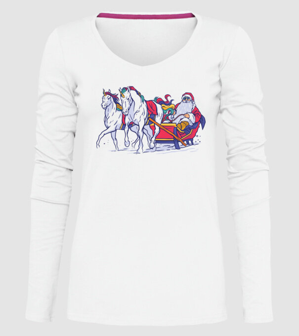 Santa Unicorn Moș Crăciun model alb pe tricou