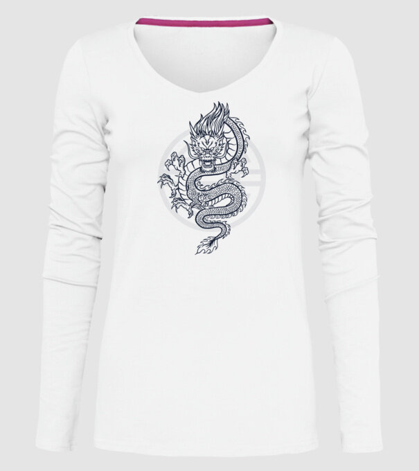 Dragon Tribal model alb pe tricou