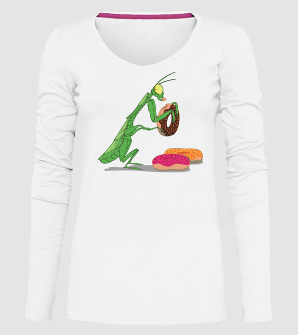 Lăcustă cu gogoașă model alb pe tricou