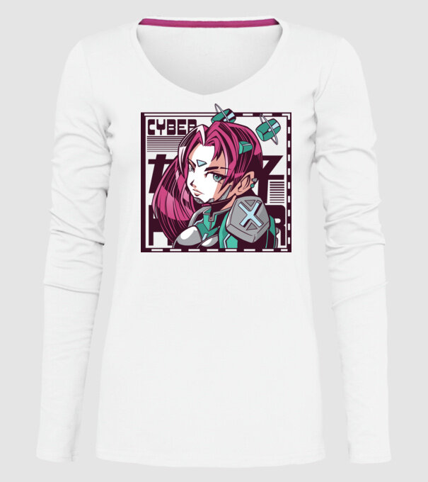 Anime fată Sci-fi model alb pe tricou
