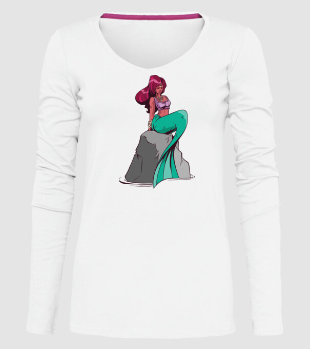 Sirenă model alb pe tricou