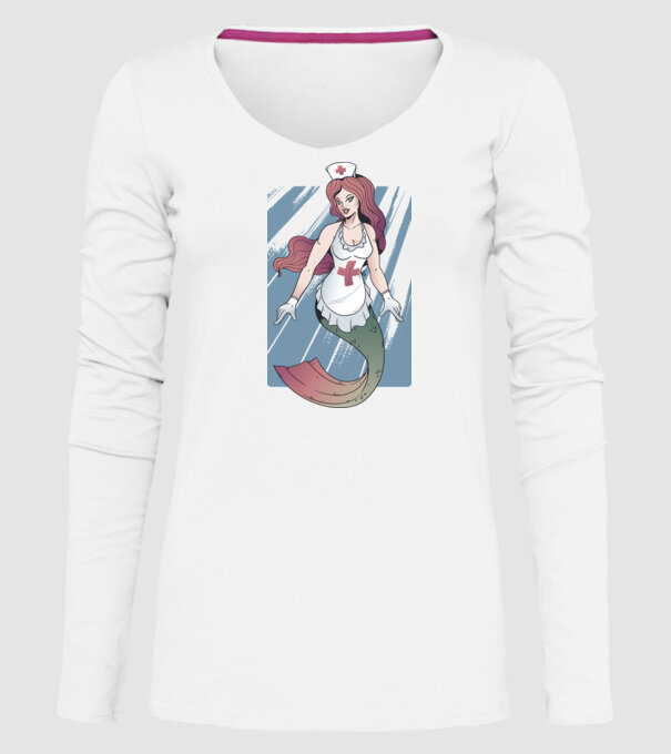 Infirmieră sirenă model alb pe tricou