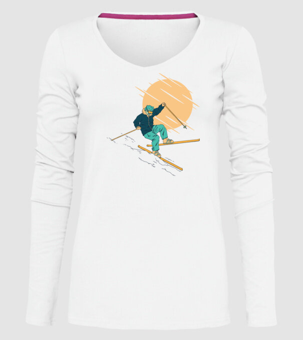 Căzătură schior model alb pe tricou