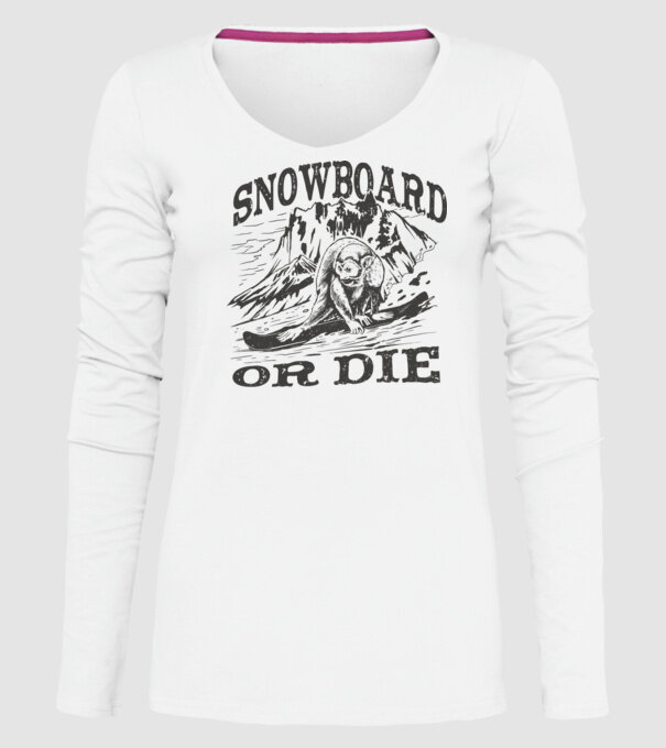 Maimuță Snowboarder model alb pe tricou