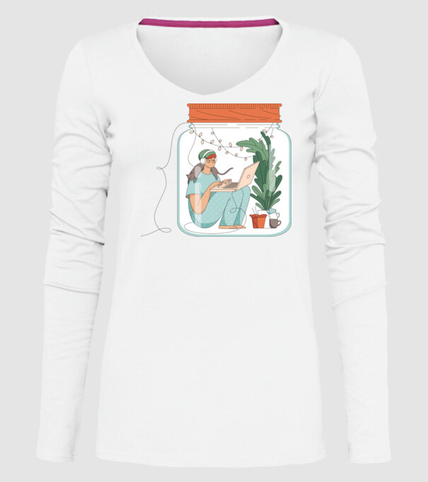 Fată Social Distancing model alb pe tricou