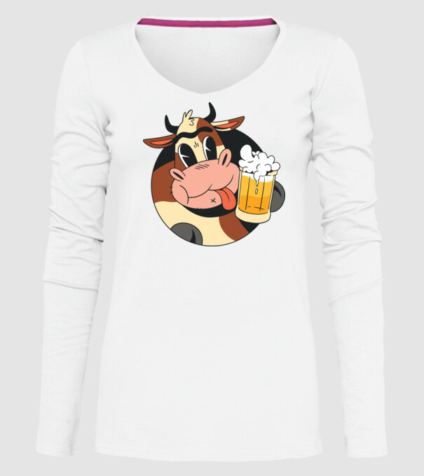 Vacă cu bere model alb pe tricou