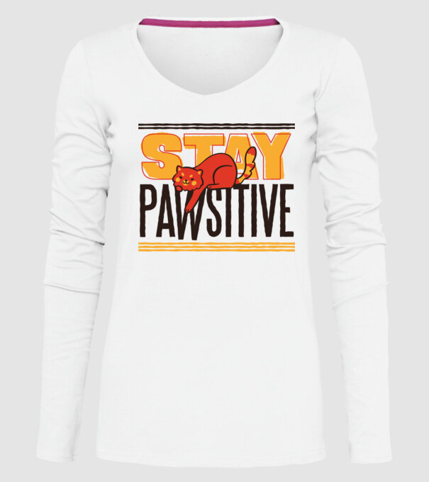 Stay Pawsitive model alb pe tricou
